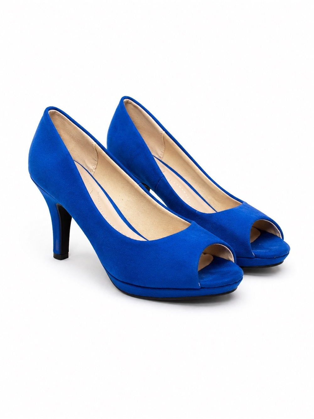 Dream Pairs Cobalt Peep-Toe Mid Heels